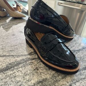 Franco Sarto Black Patent Leather Loafers